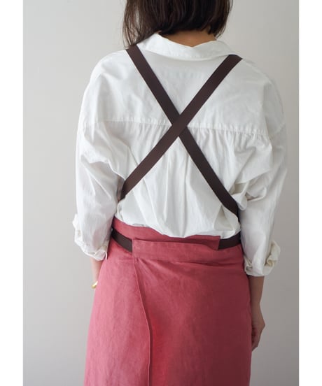 リボンスリットエプロン　ローズピンク