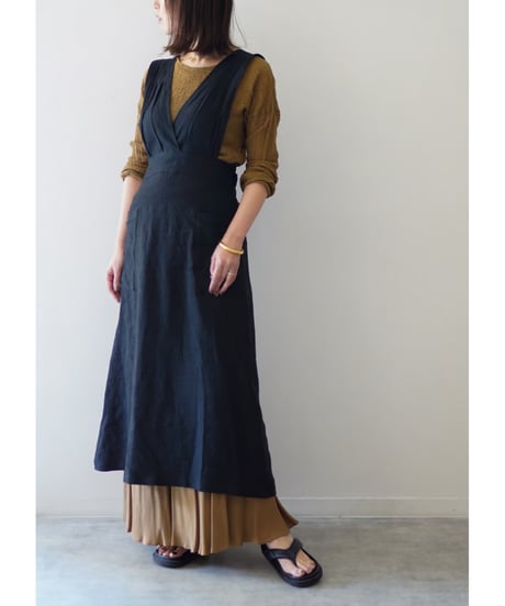 リボンクロスエプロン　ブラック