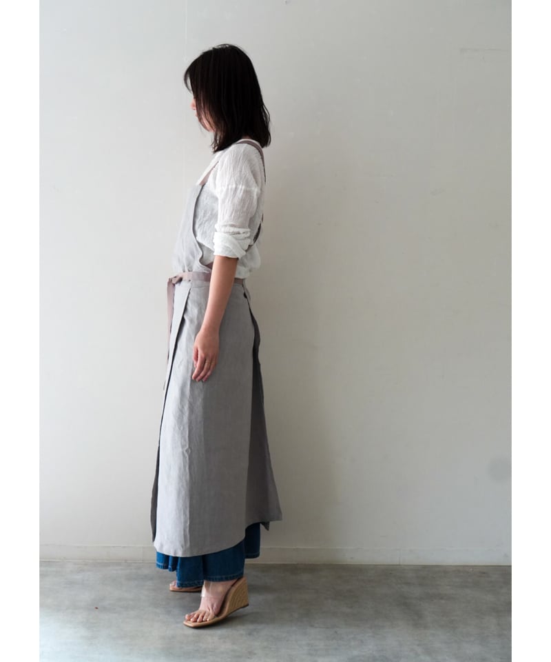 リボンスリットエプロン 限定色ペールグレー | E'PICE