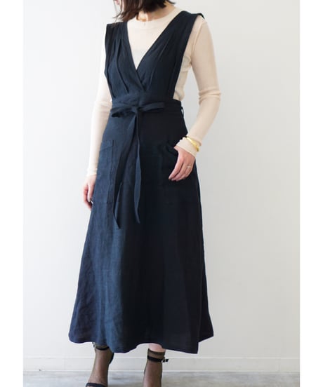 リボンクロスエプロン　ブラック