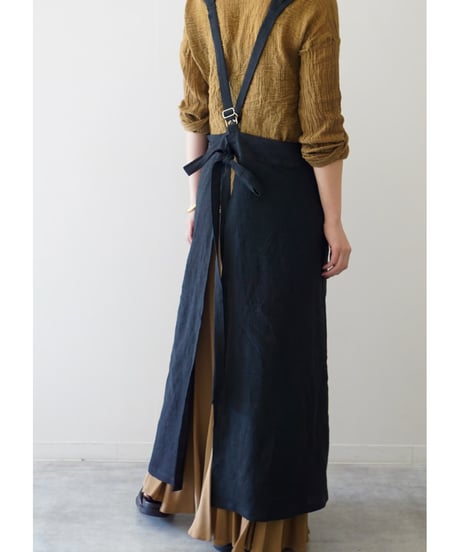 リボンクロスエプロン　ブラック