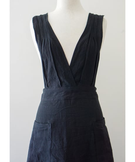 リボンクロスエプロン　ブラック