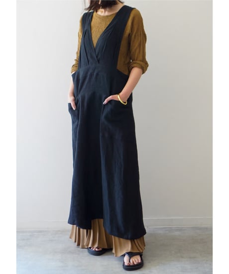 リボンクロスエプロン　ブラック