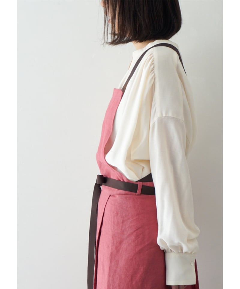 fancy ribbon エプロン(濃いピンク×ピンク) リボンスリットエプロン ローズピンク | E'PICE