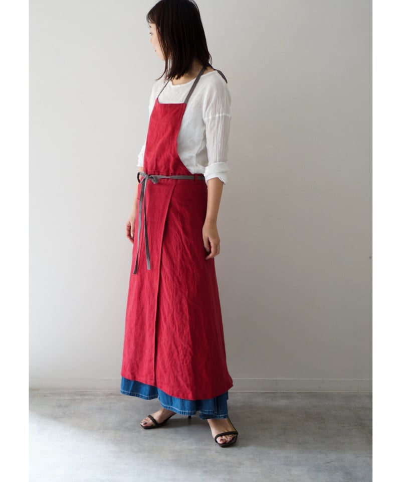 バイカラースリットエプロン 2025AW限定色レッド | E'PICE