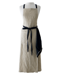 バイカラースリットエプロン　ベージュ