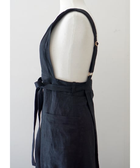 リボンクロスエプロン　ブラック