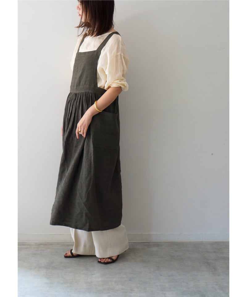 ナチュラルエプロン ダークカーキ | E'PICE