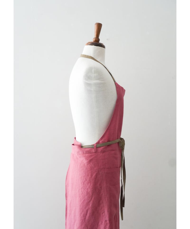Labas ピンクエプロン バイカラー首掛けスリットエプロン ローズピンク | E'PICE