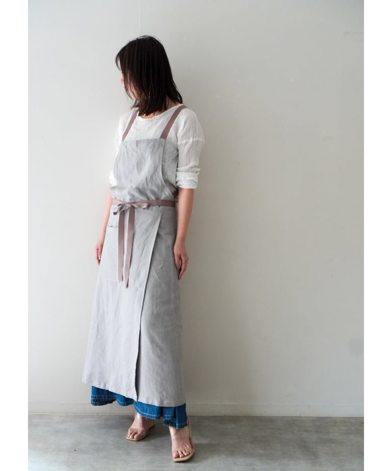 アンリコエプロン（リボン） リボンスリットエプロン 限定色ペールグレー | E'PICE