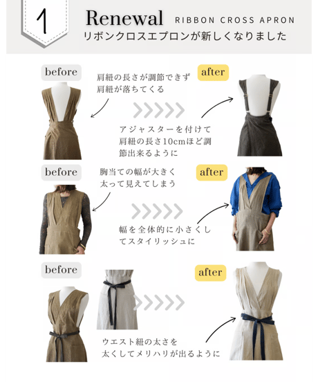 リボンクロスエプロンを詳しく解説