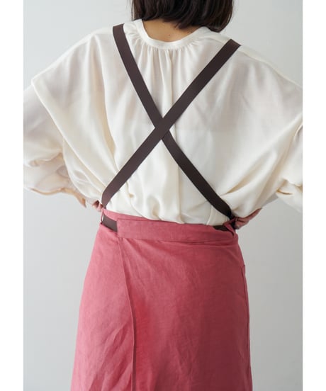 リボンスリットエプロン　ローズピンク