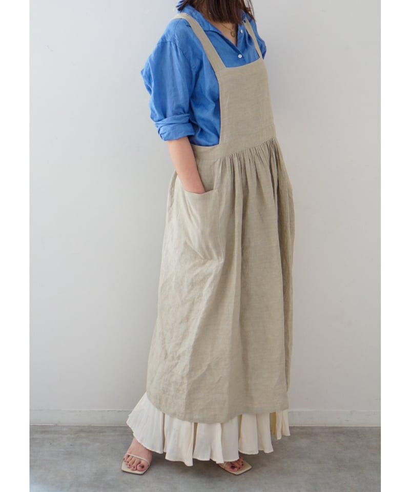 ワンショルエプロン　ベージュ Apron Story ワンショルダーエプロン（撥水・撥油加工）【メール