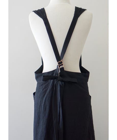 リボンクロスエプロン　ブラック