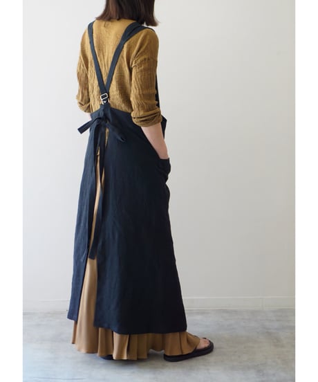 リボンクロスエプロン　ブラック