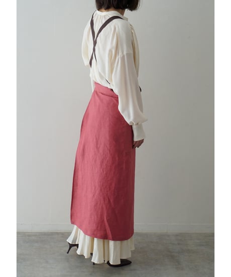 リボンスリットエプロン　ローズピンク