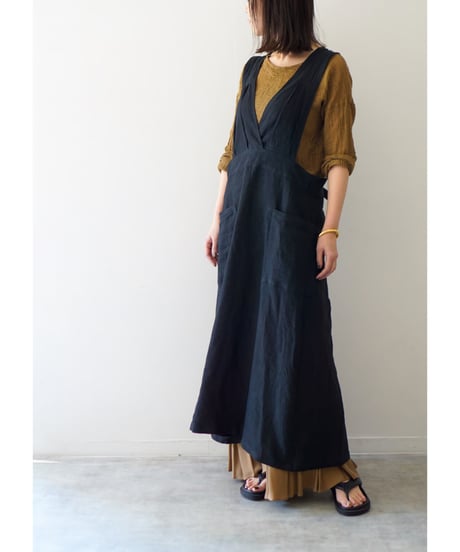 リボンクロスエプロン　ブラック