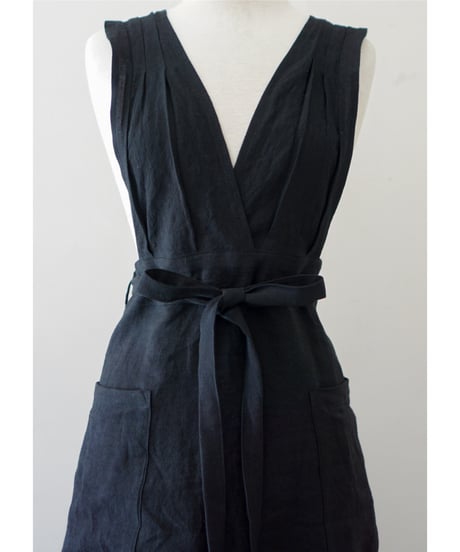 リボンクロスエプロン　ブラック