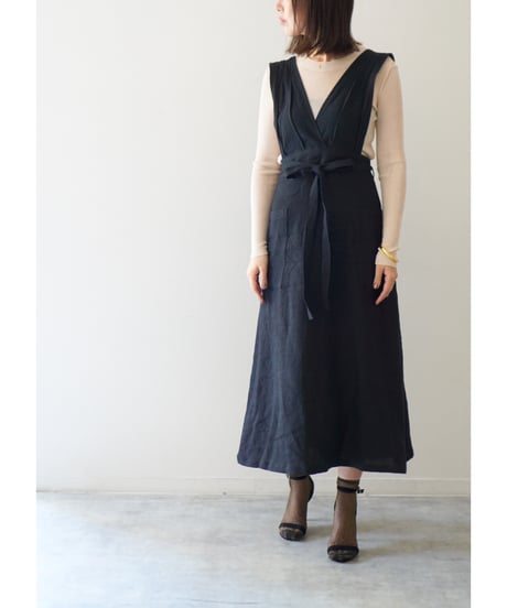 リボンクロスエプロン　ブラック