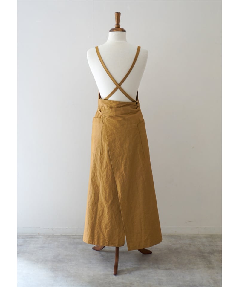 コットンナイロン エプロンドレス ギャザーエプロン キャメル | E'PICE