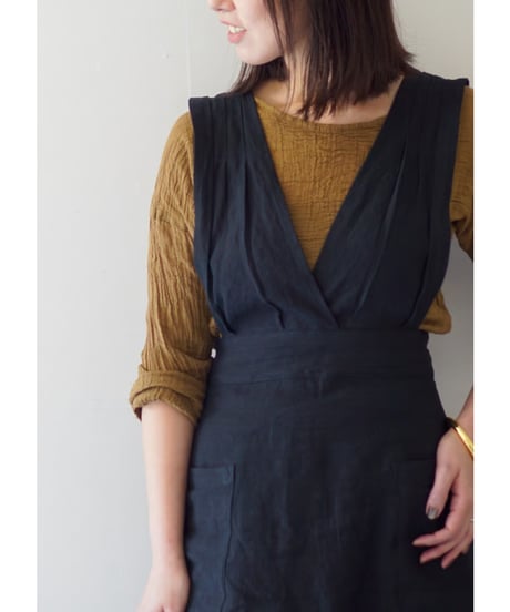 リボンクロスエプロン　ブラック