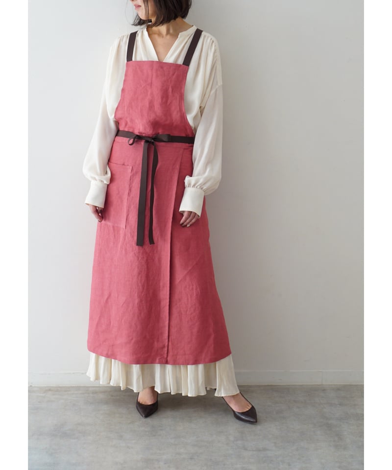 リボンスリットエプロン ローズピンク | E'PICE
