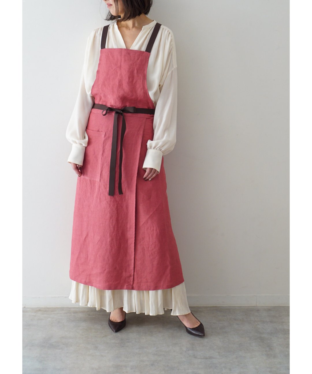 リボンスリットエプロン ローズピンク | E'PICE