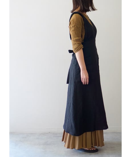 リボンクロスエプロン　ブラック