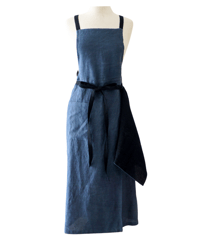 バイカラースリットエプロン　インディゴ