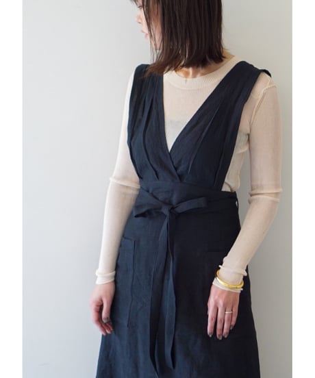 リボンクロスエプロン　ブラック