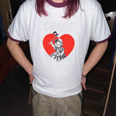 【受注販売】CHAOS Ringer T-Shirts White x Burgundy