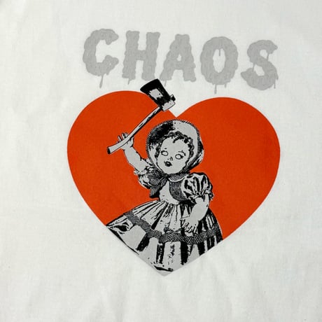 "CHAOS" Ringer T-Shirts White