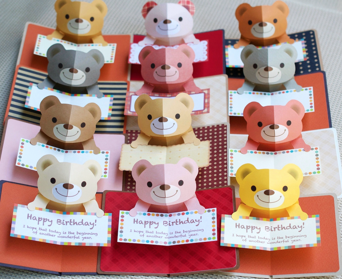 紙もの⑮ おすそ分けポケット♪♪ダイカットくまメッセージカード くまトッパー 原産国：中国 材質：本体：紙 商品サイズ：色紙：横幅18㎝×縦幅