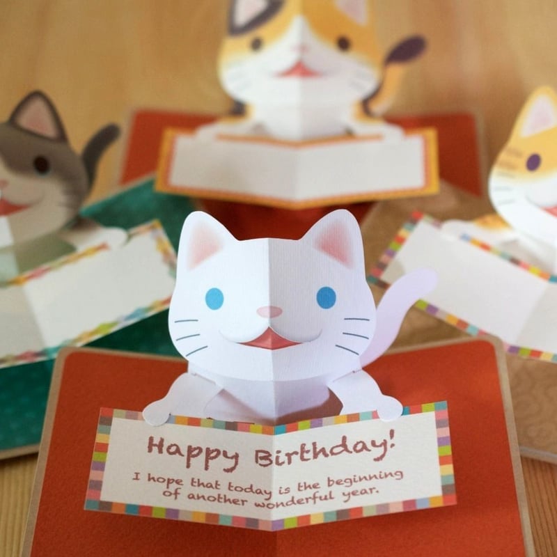 ダウンロード版の型紙】ネコさんメッセージ 4種＋4種（ポップアップ