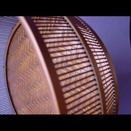 ①茶櫃と②竹千筋細工の２点 ①茶櫃と②竹千筋細工の2点