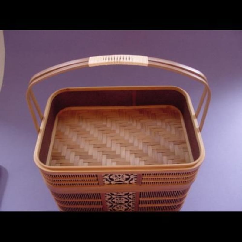 茶道具 駿河竹千筋細工蓋付き菓子器 淡路手付菓子器（二段） - 駿河竹千筋細工 【公式】 駿河竹千筋