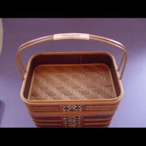 駿河竹千筋細工 淡路手付菓子器 二段角 | minori-frontier