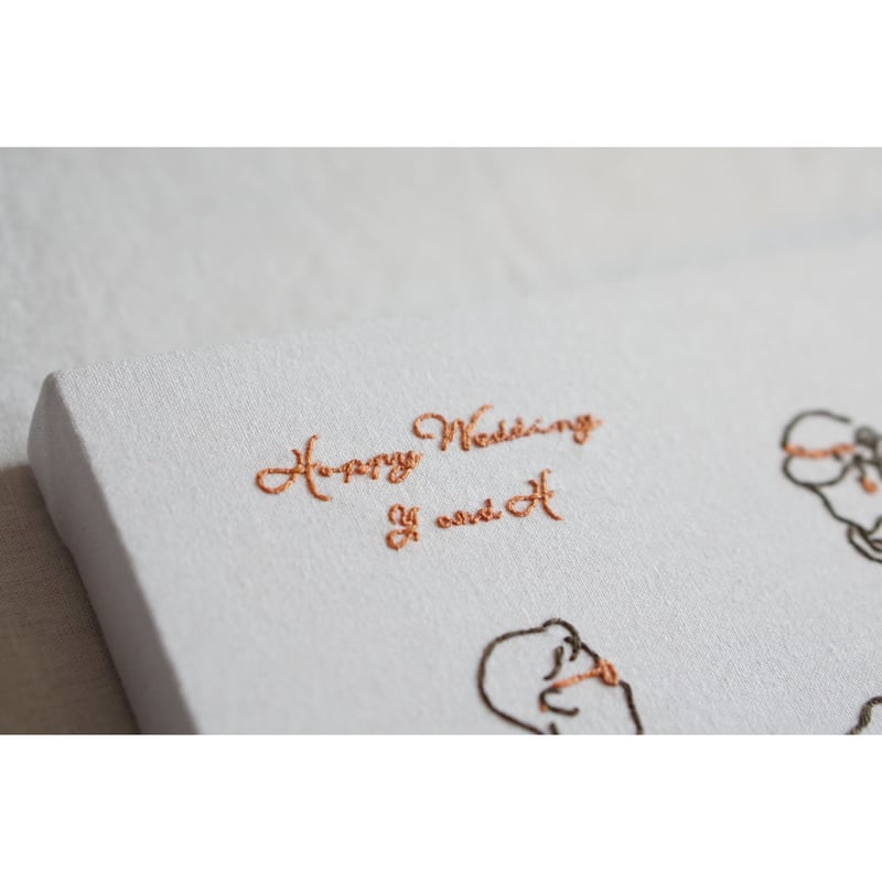 線画刺繍のファブリックパネル/イラストデータ付/受注オーダー