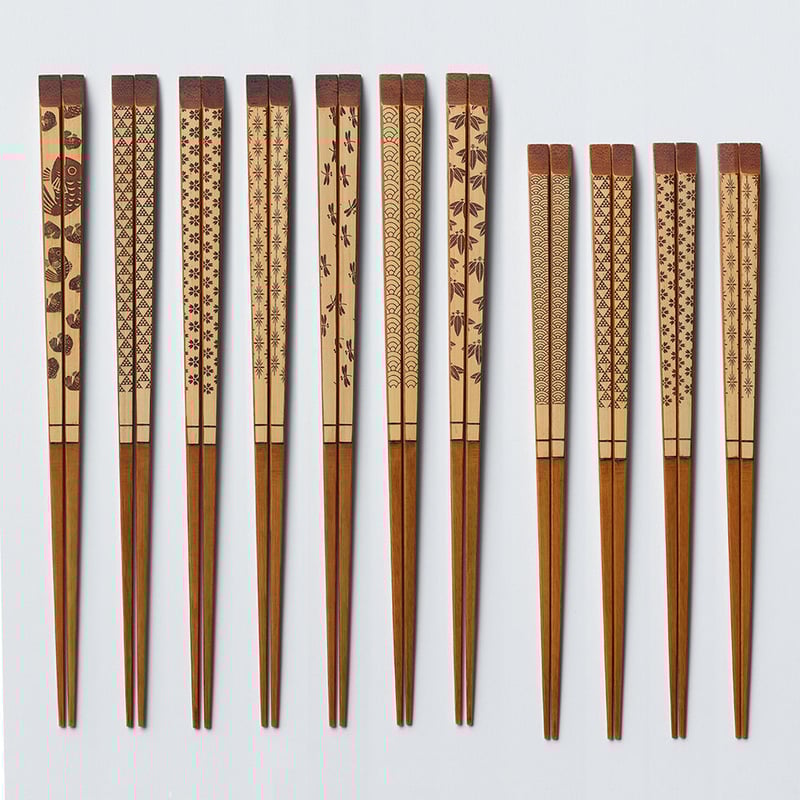 うるし白竹彫刻箸23cm/21cm | 竹の、箸だけ。ヤマチク（熊本県南関町）