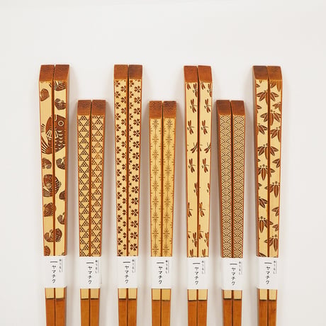 うるし白竹彫刻箸23cm/21cm