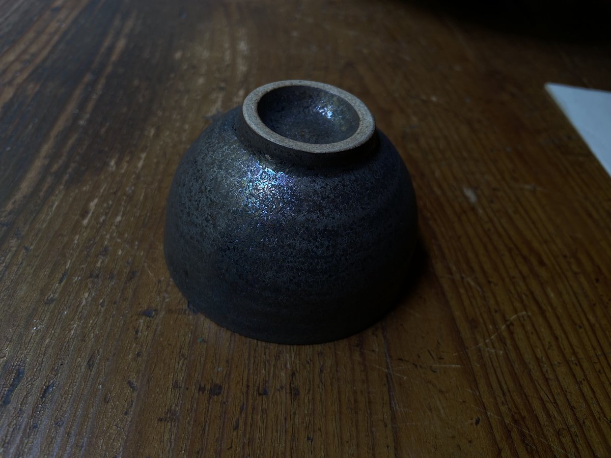 紫砂 六角煎茶碗 枝月窯 齋藤有希子 / 錆釉小煎茶碗 | 岳間茶寮 好信楽