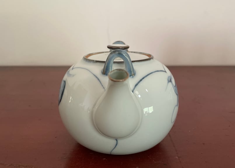 慶四郎窯】古代伊万里写 鶴文茶器セット〈急須1・湯呑5／由緒