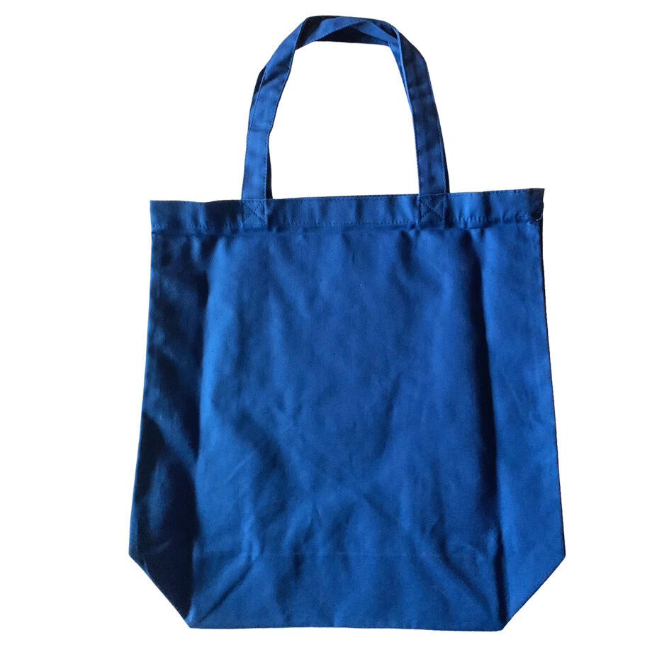 しげしげ　世界にひとつだけ　レザーラベル×自画像イラスト青トートバッグ しげしげ 世界にひとつだけ レザーラベル×自画像イラスト青