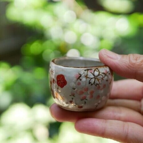 つぼ型小付け　四季草花（梅・桜・鉄線・萩）