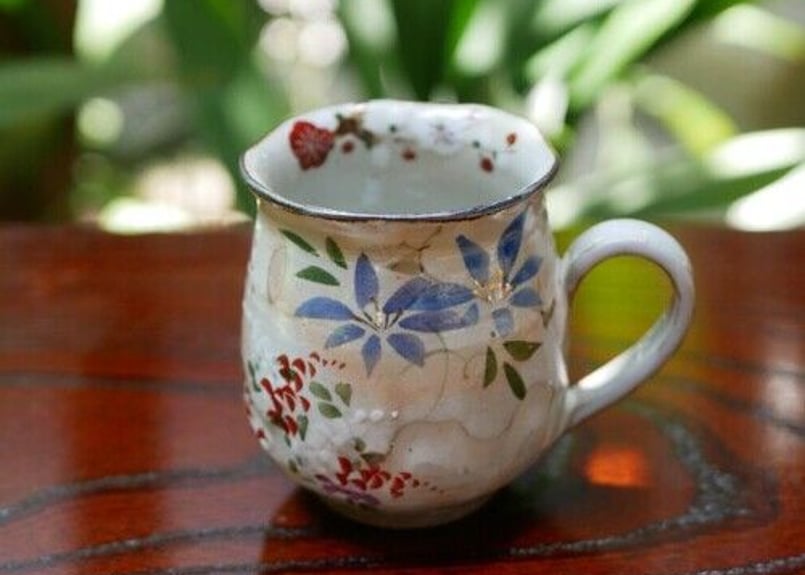 京焼　清水焼　陶あん　マグカップ　コーヒーカップ　テッセン　鉄線花 京焼・清水焼 陶あん 花結晶 ふくりんマグカップ（白） ¥5,500
