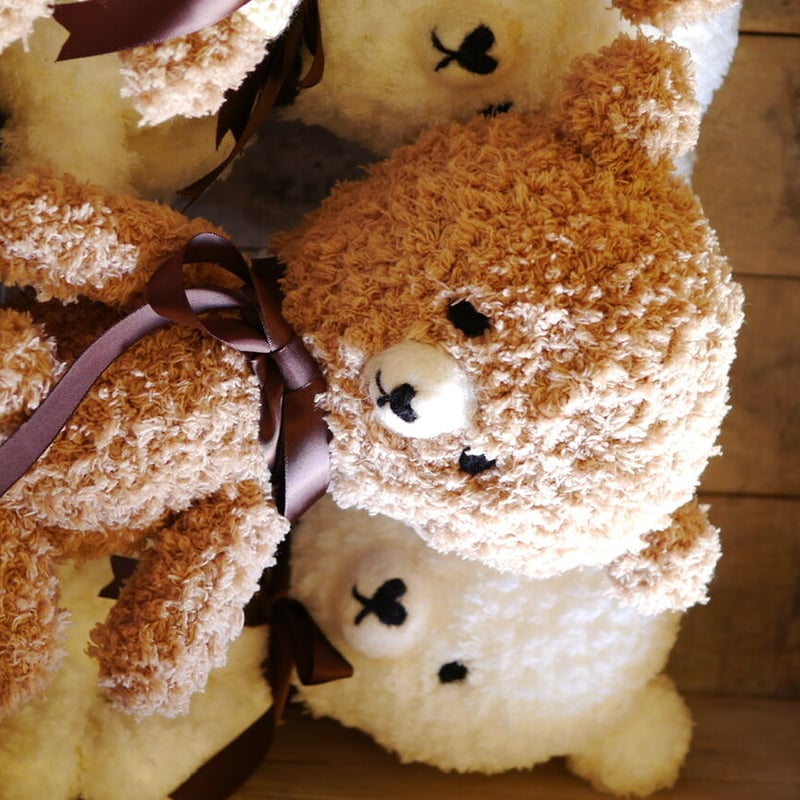 14㎝コスマスくまの双子ちゃんモカ×白ベージュ