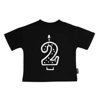 Cribstar 2 Candle T Black 2歳バースデイTシャツ 98cm