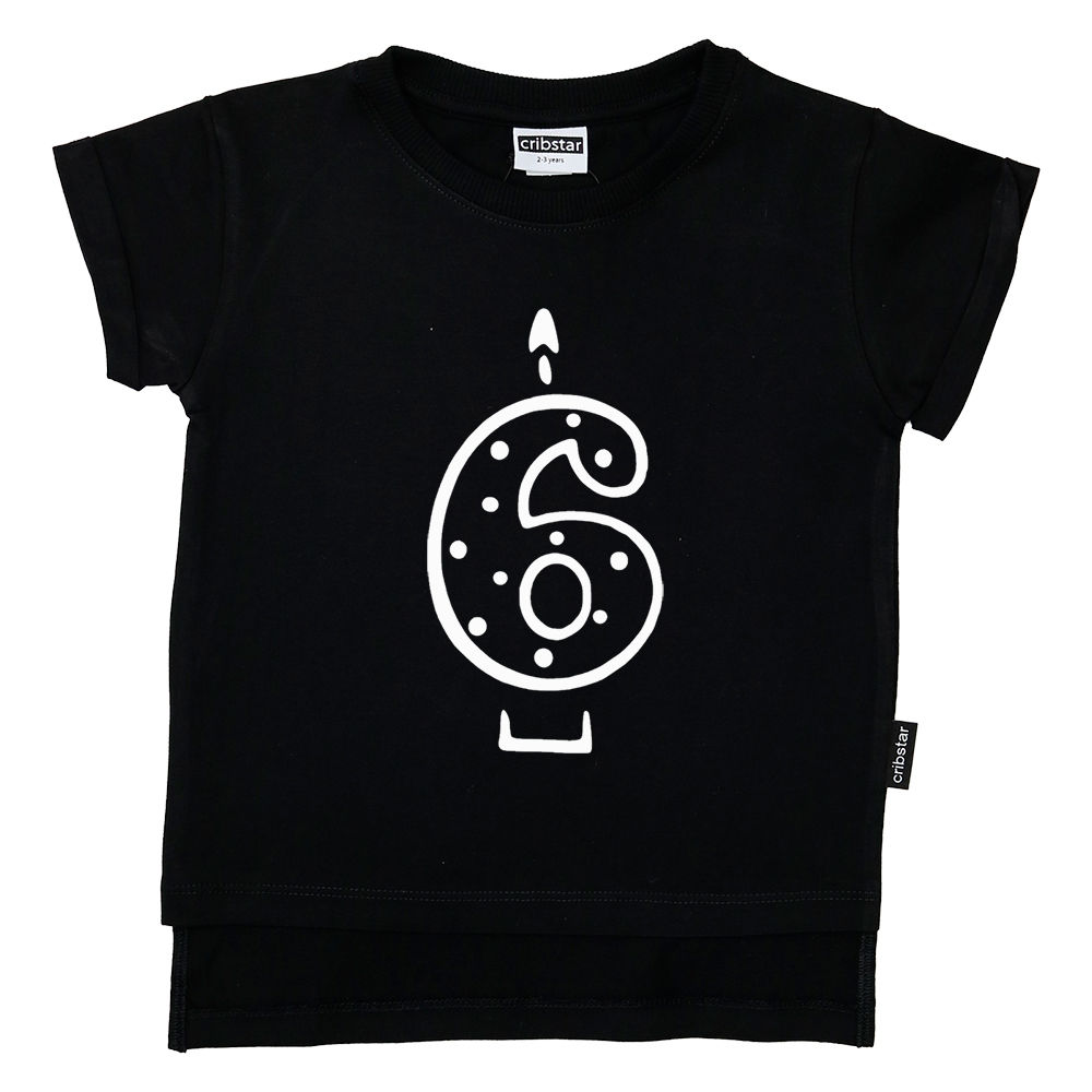 Cribstar 6 Candle T Black 6歳バースデイＴシャツ 122cm | N...