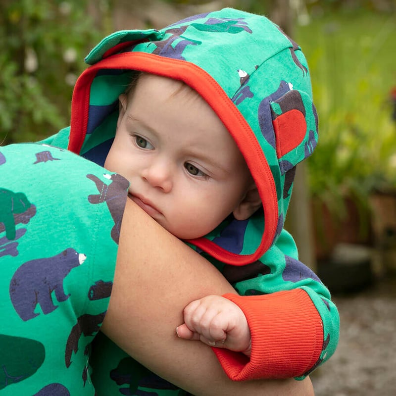 Piccalilly フード付きカバーオール マウンテンベア 72cm | Neutral ニ