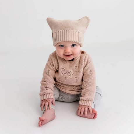 wild island Apparel ベビー コットンニット帽 ベージュ 0-2y